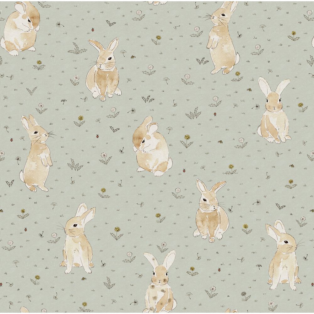 Rebel Walls R18082 Bunny Field Mint Wallpaper 