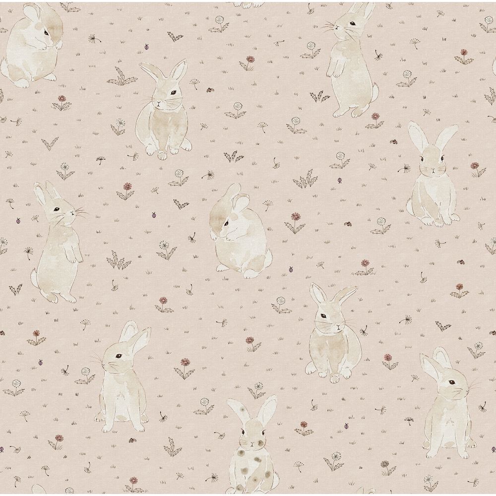 Rebel Walls R18083 Bunny Field Pink Wallpaper 