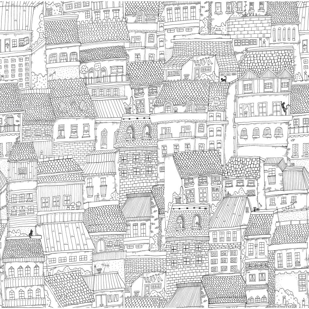 Rebel Walls R18091 Dream Town Graphite Wallpaper 