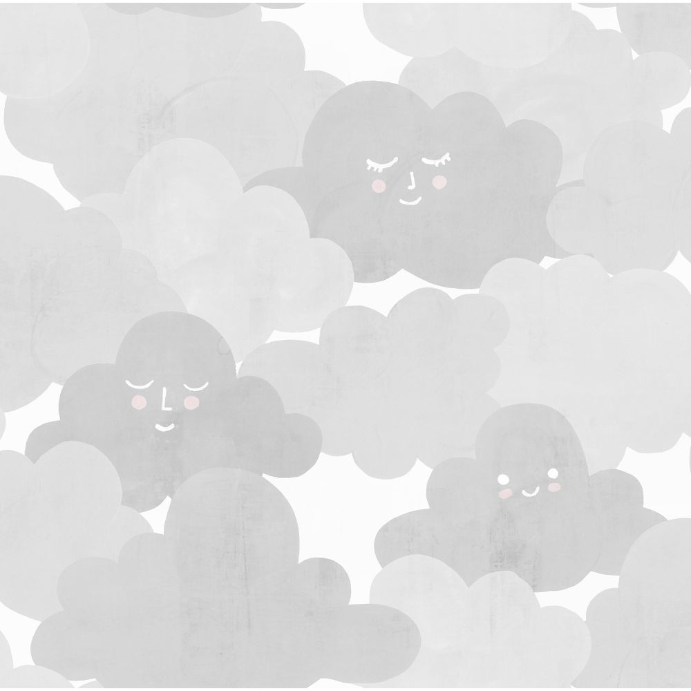 Rebel Walls R18143 Happy Clouds Graphite Wallpaper 