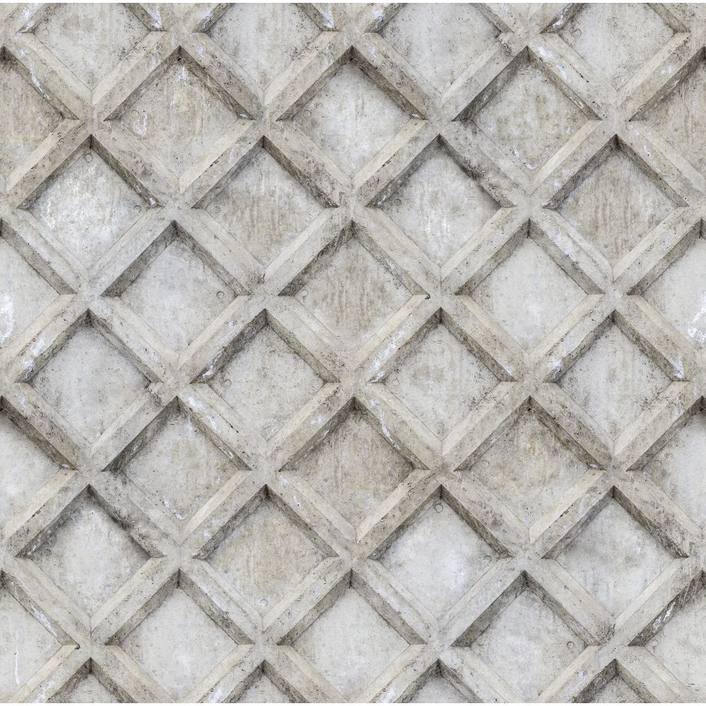 Rebel Walls R18525 Small Concrete Trellis, Harsh Grey Wallpaper 