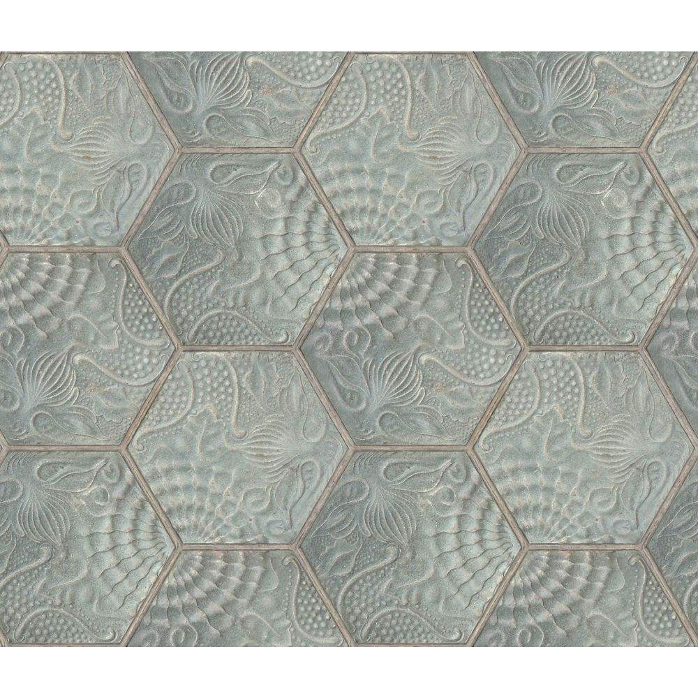 Rebel Walls R18526 Hexagon Tiles, Jade Wallpaper 