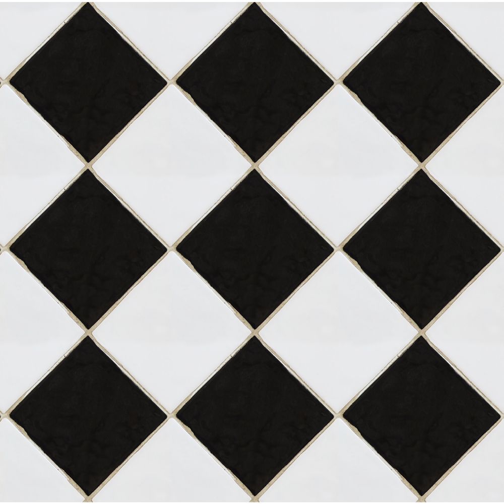 Rebel Walls R18551 Checkered Tiles, Black & White Wallpaper 
