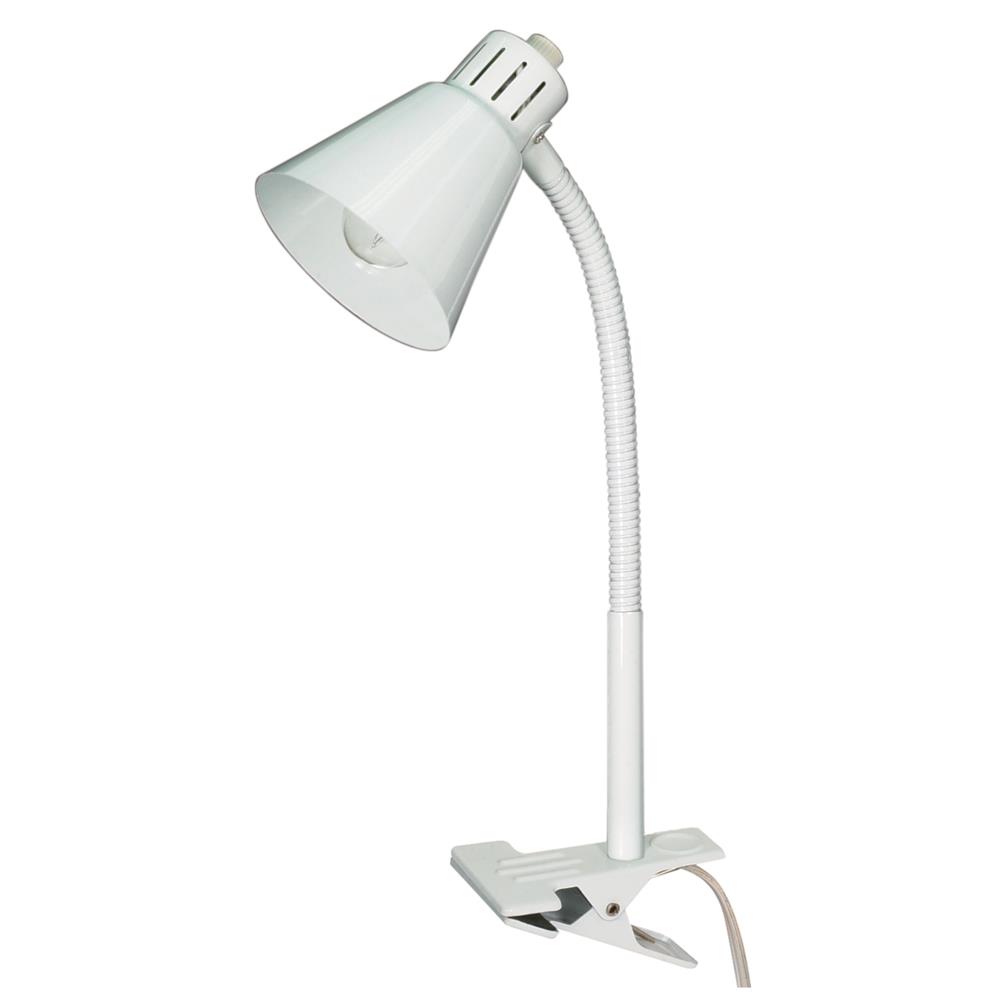 Satco 60/840 CLIP ON GOOSE NECK LAMP WHITE in White