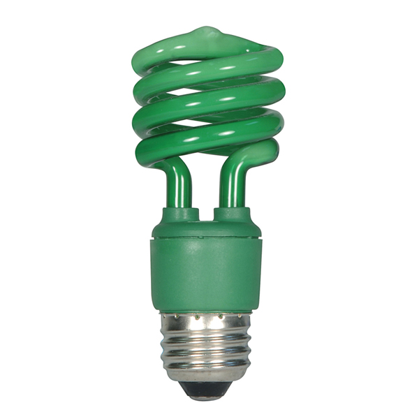 Satco S5513 13 Watt Spirals CFL in Green finish