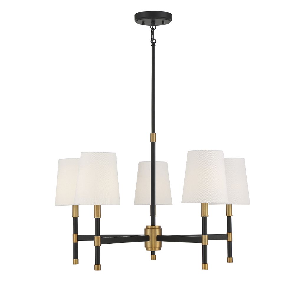 Savoy House 1-1630-5-143 Brody 5-Light Chandelier in Matte Black with Warm Brass Accents