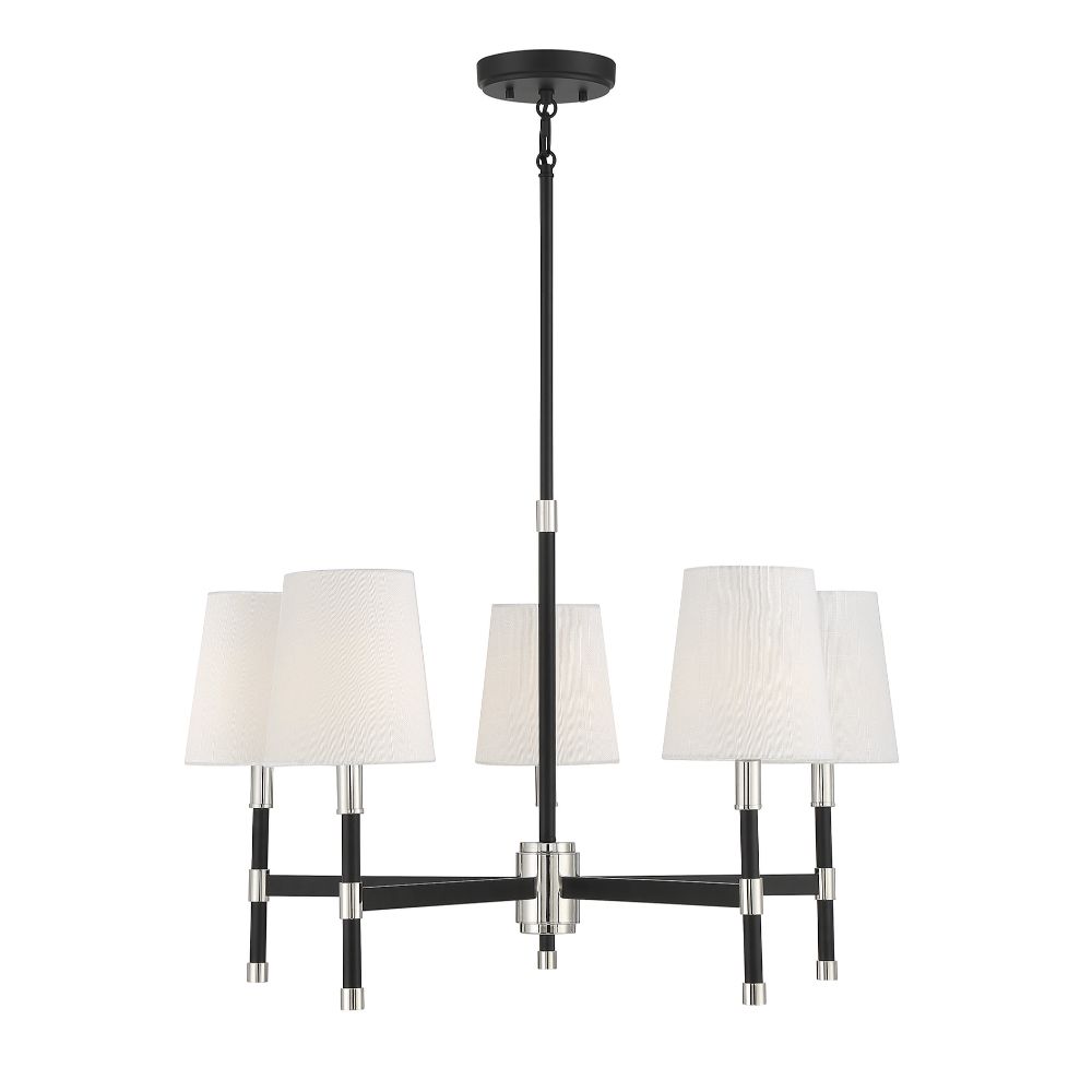 Savoy House 1-1630-5-173 Brody 5-Light Chandelier in Matte Black with Polished Nickel Accents