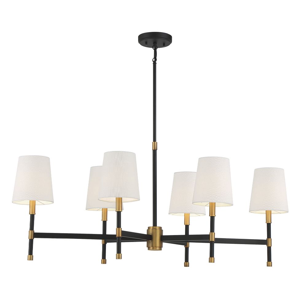 Savoy House 1-1631-6-143 Brody 6-Light Linear Chandelier in Matte Black with Warm Brass Accents