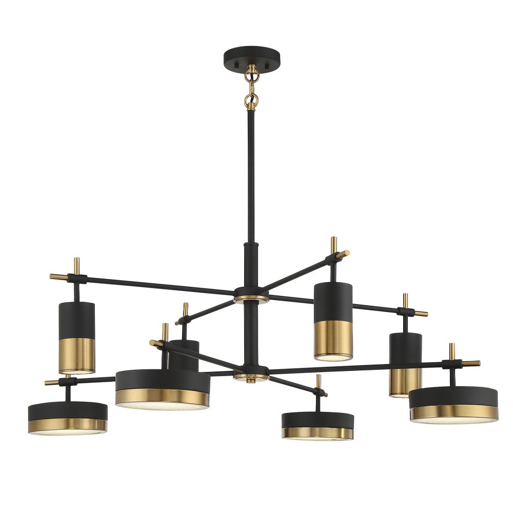 Savoy House 1-1637-8-143 Ashor 8-Light LED Chandelier in Matte Black with Warm Brass Accents