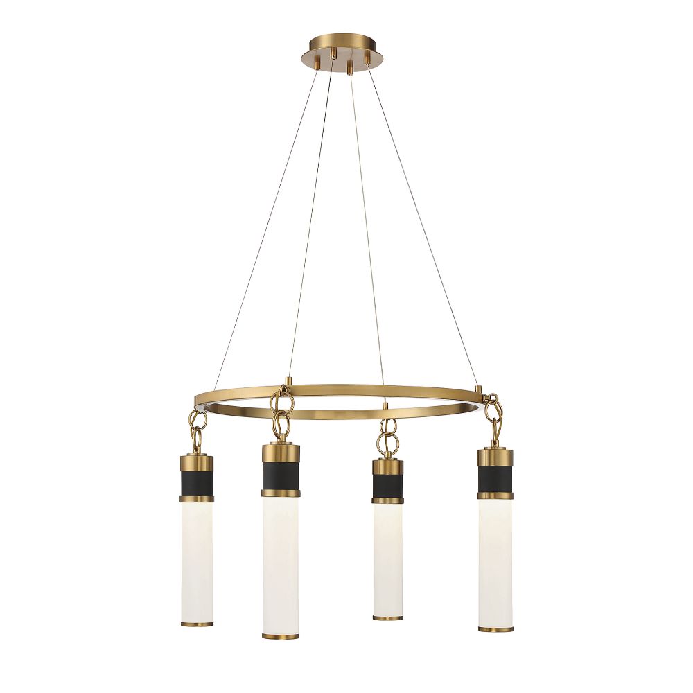 Savoy House 1-1641-4-143 Abel 4-Light LED Chandelier in Matte Black with Warm Brass Accents