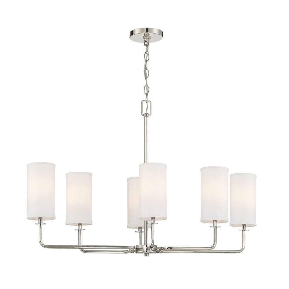 Savoy House 1-1756-6-109 Powell 6-Light Linear Chandelier in Polished Nickel