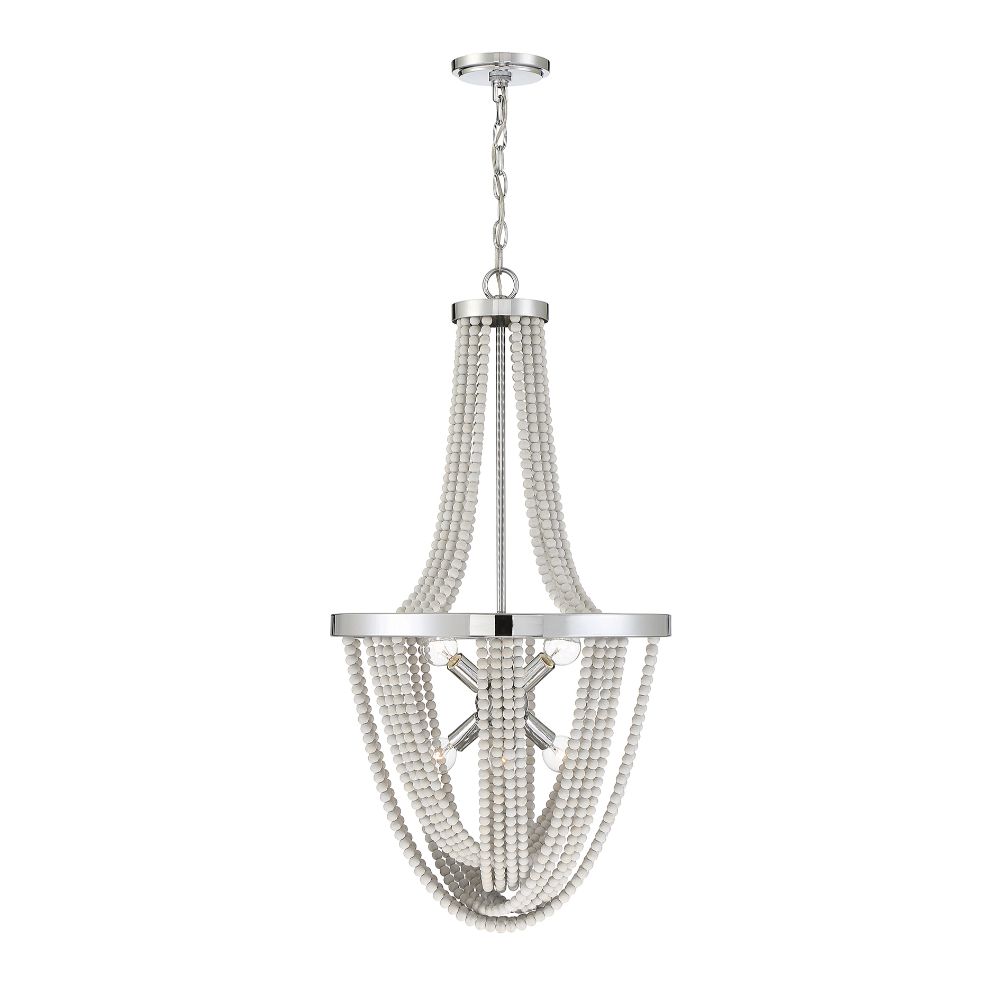 Savoy House 1-1765-6-110 Contessa 6-Light Chandelier in Polished Chrome with Wooden Beads