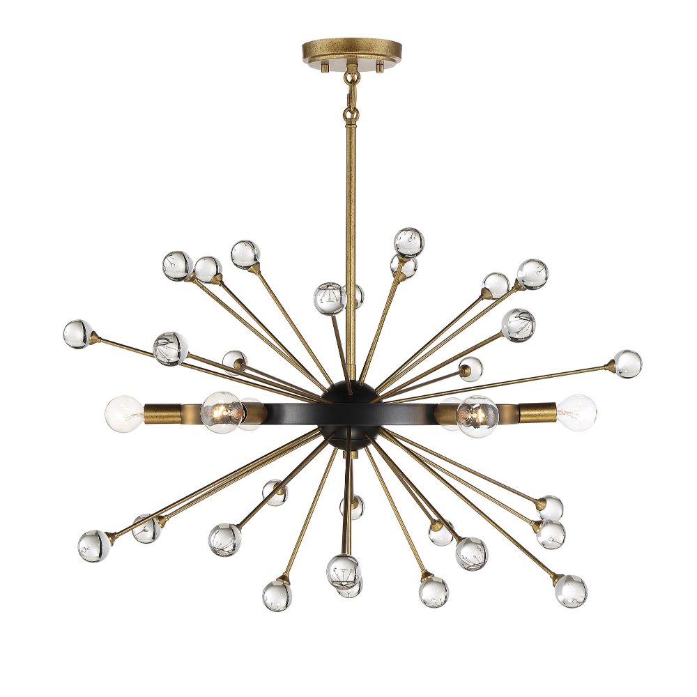 Savoy House 1-1857-6-62 Ariel 6-Light Chandelier in Como Black with Gold Accents