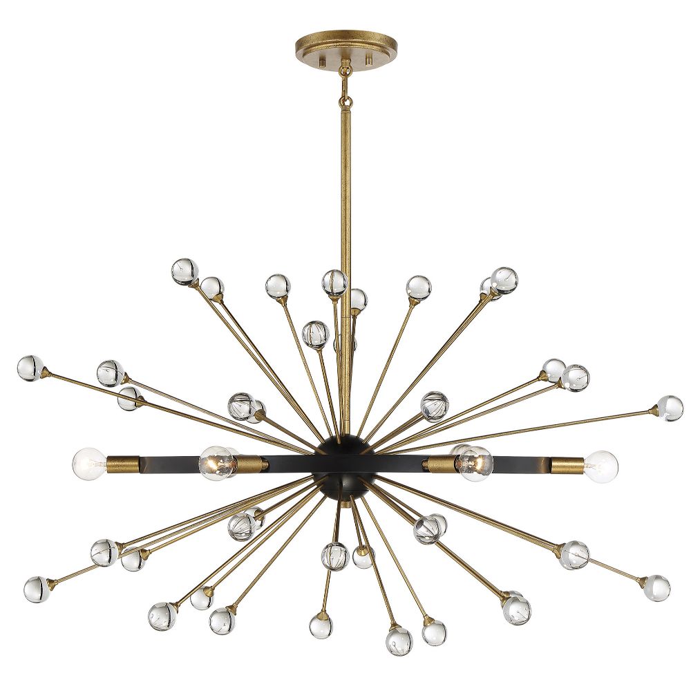 Savoy House 1-1858-6-62 Ariel 6-Light Oval Chandelier in Como Black with Gold Accents