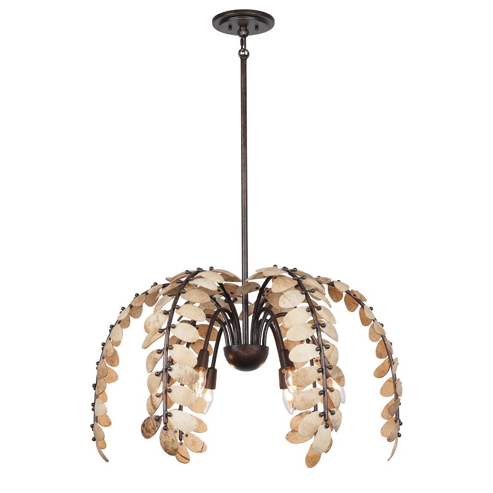 Savoy House 1-2579-6-26 Grecian 6-Light Chandelier in Champagne Mist with Coconut Shell by Breegan Jane