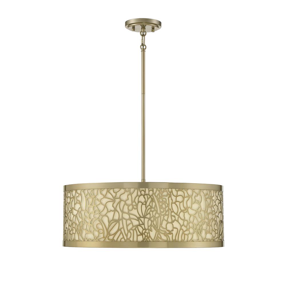 Savoy House 1-7500-4-171 New Haven 4 Light  New Burnished Brass Pendant in Brass Tones