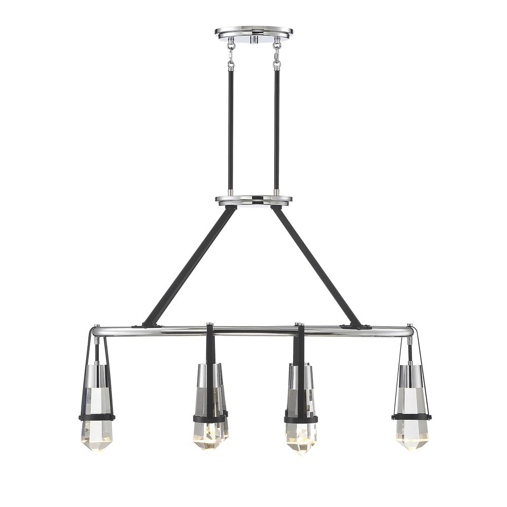 Savoy House 1-7708-6-67 Denali 6 Light Matte Black With Polished Chrome Accents LED Linear Chandelier 
