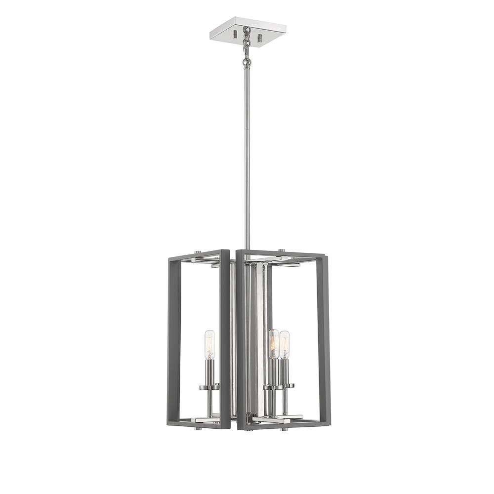 Savoy House 3-8881-4-175 Champlin 4 Light  Gray W/ Polished Nickel Accents Pendant in Grays