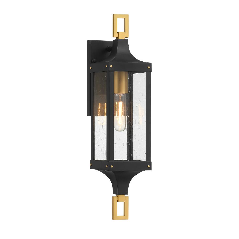 Savoy House 5-275-144 Glendale 1-Light Outdoor Wall Lantern in Matte Black and Weathered Brushed Brass