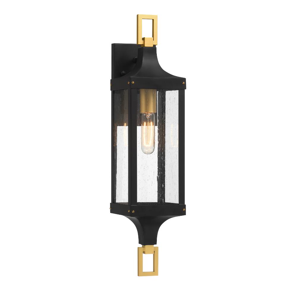 Savoy House 5-276-144 Glendale 1-Light Outdoor Wall Lantern in Matte Black and Weathered Brushed Brass