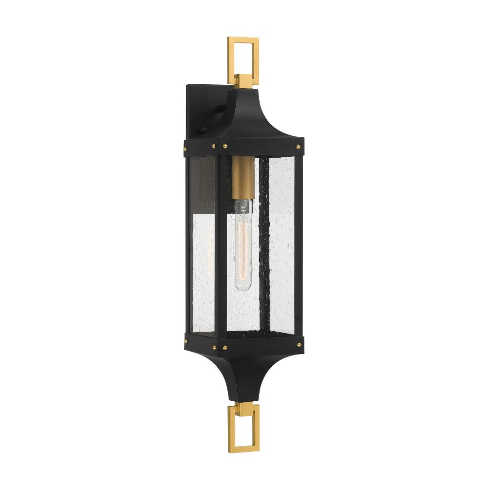 Savoy House 5-279-144 Glendale 1-Light Outdoor Wall Lantern in Matte Black and Weathered Brushed Brass