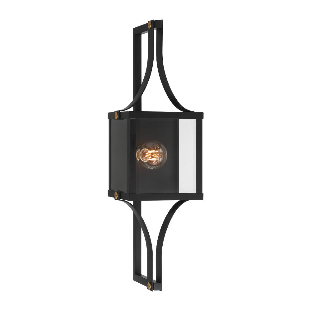 Savoy House 5-472-144 Raeburn 1-Light Outdoor Wall Lantern in Matte Black and Weathered Brushed Brass