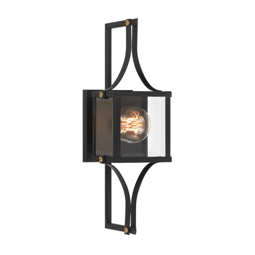 Savoy House 5-473-144 Raeburn 1-Light Outdoor Wall Lantern in Matte Black and Weathered Brushed Brass