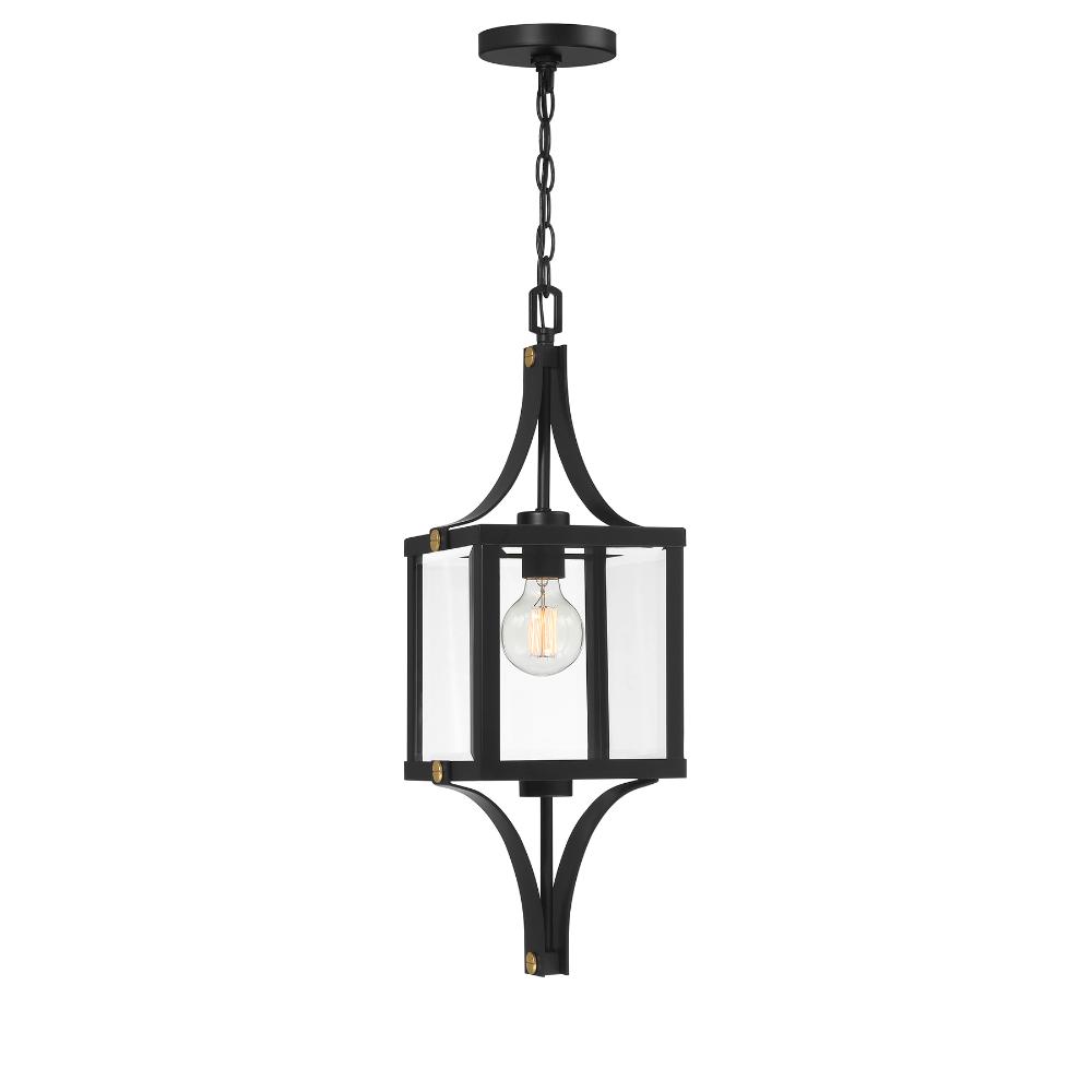 Savoy House 5-475-144 Raeburn 1-Light Outdoor Hanging Lantern in Matte Black and Weathered Brushed Brass