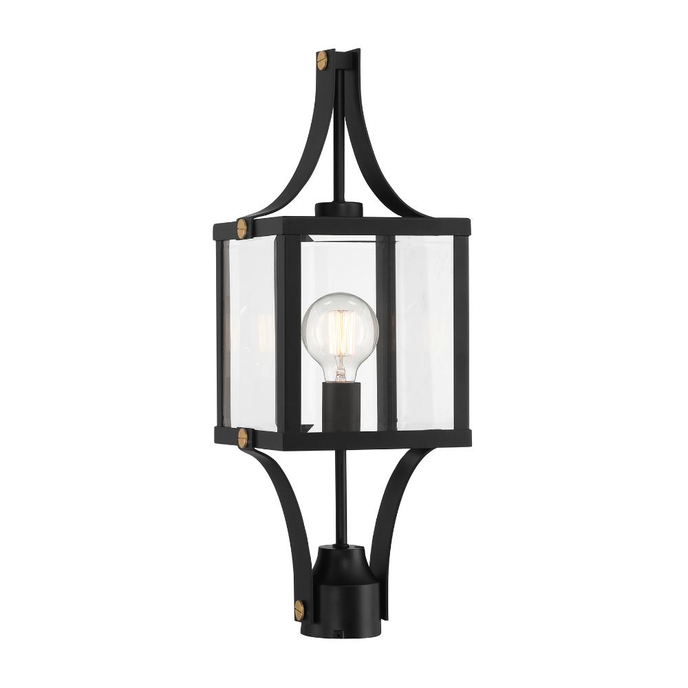 Savoy House 5-476-144 Raeburn 1-Light Outdoor Post Lantern in Matte Black and Weathered Brushed Brass