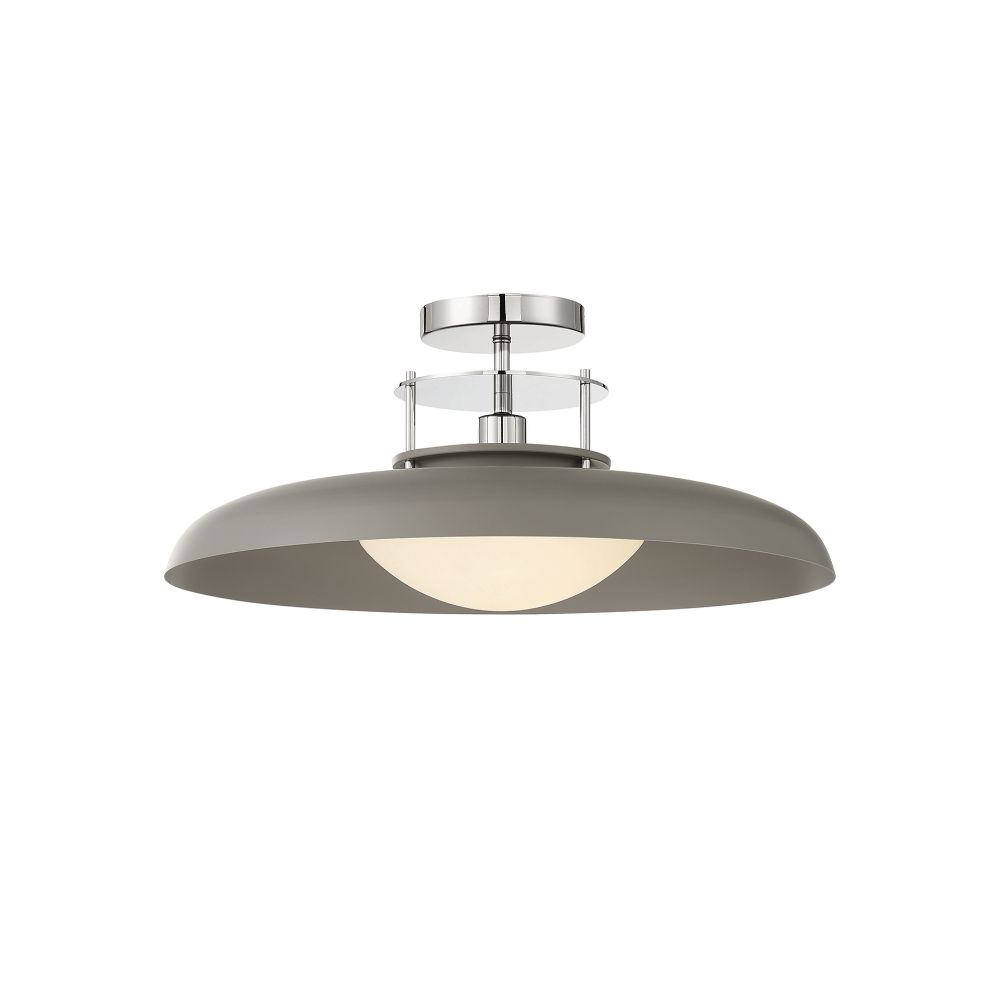 Savoy House 6-1685-1-175 Gavin 1-Light Ceiling Light in Gray with Polished Nickel Accents