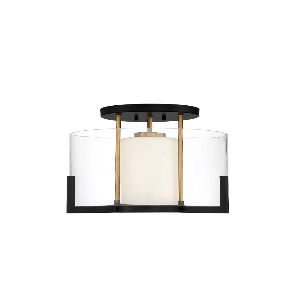 Savoy House 6-1981-1-143 Eaton 1-Light Ceiling Light in Matte Black with Warm Brass Accents