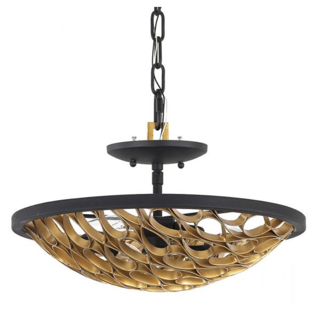 Savoy House 6-9353-3-46 Ventura 3-Light Ceiling Light in Matte Black and Gold