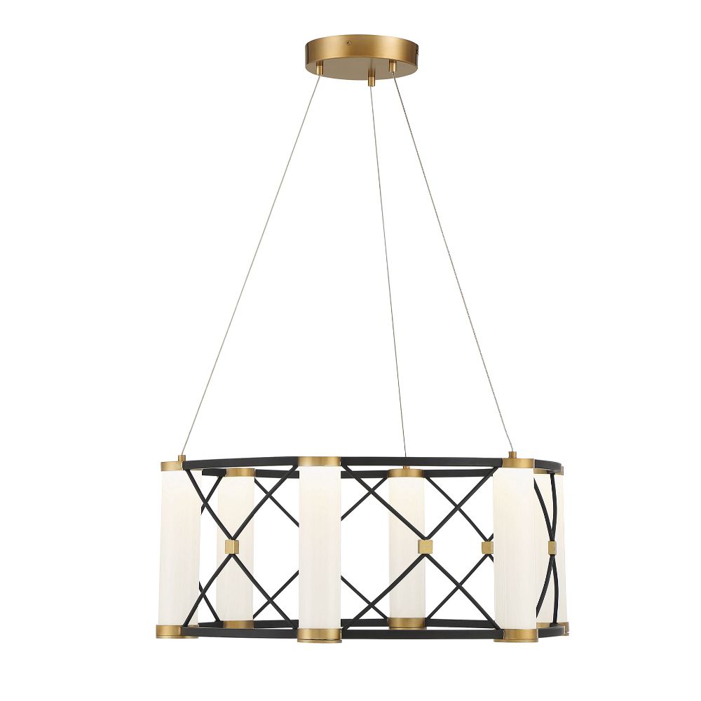 Savoy House 7-1639-6-144 Aries 6-Light LED Pendant in Matte Black with Burnished Brass Accents
