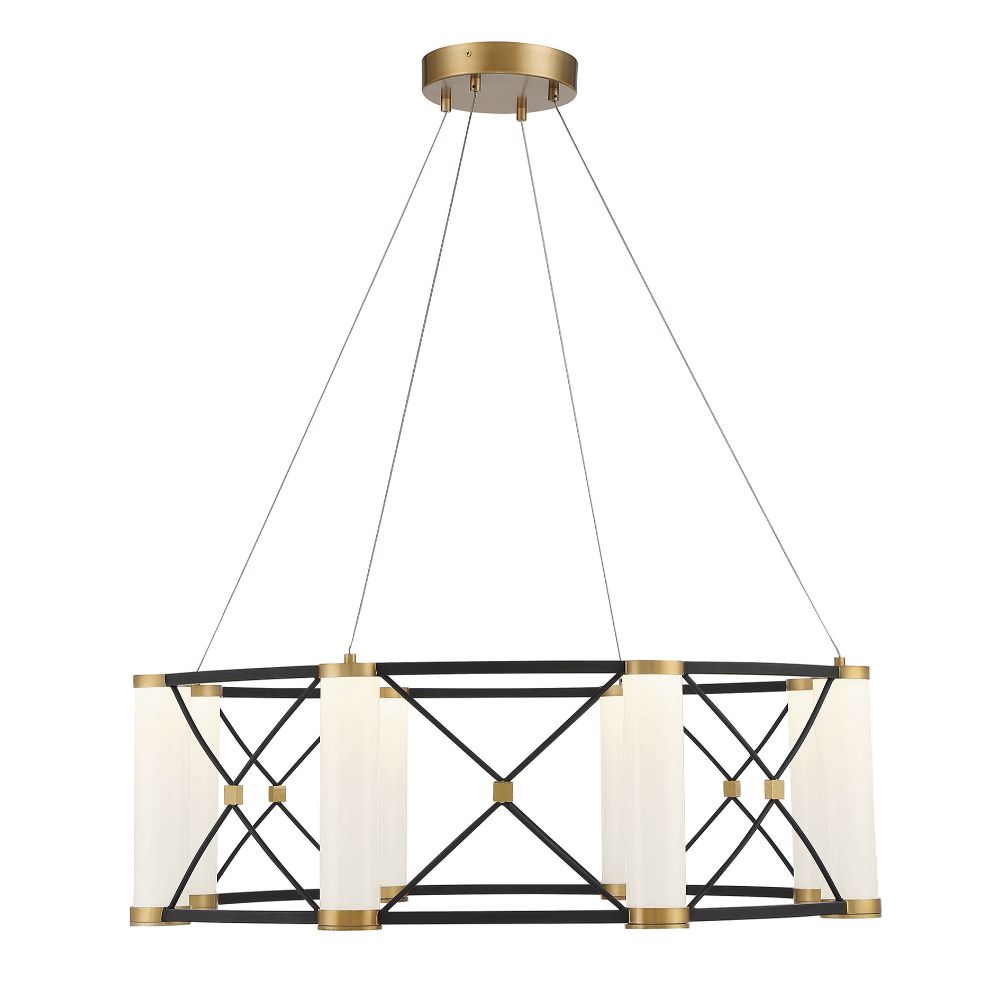 Savoy House 7-1640-8-144 Aries 8-Light LED Pendant in Matte Black with Burnished Brass Accents