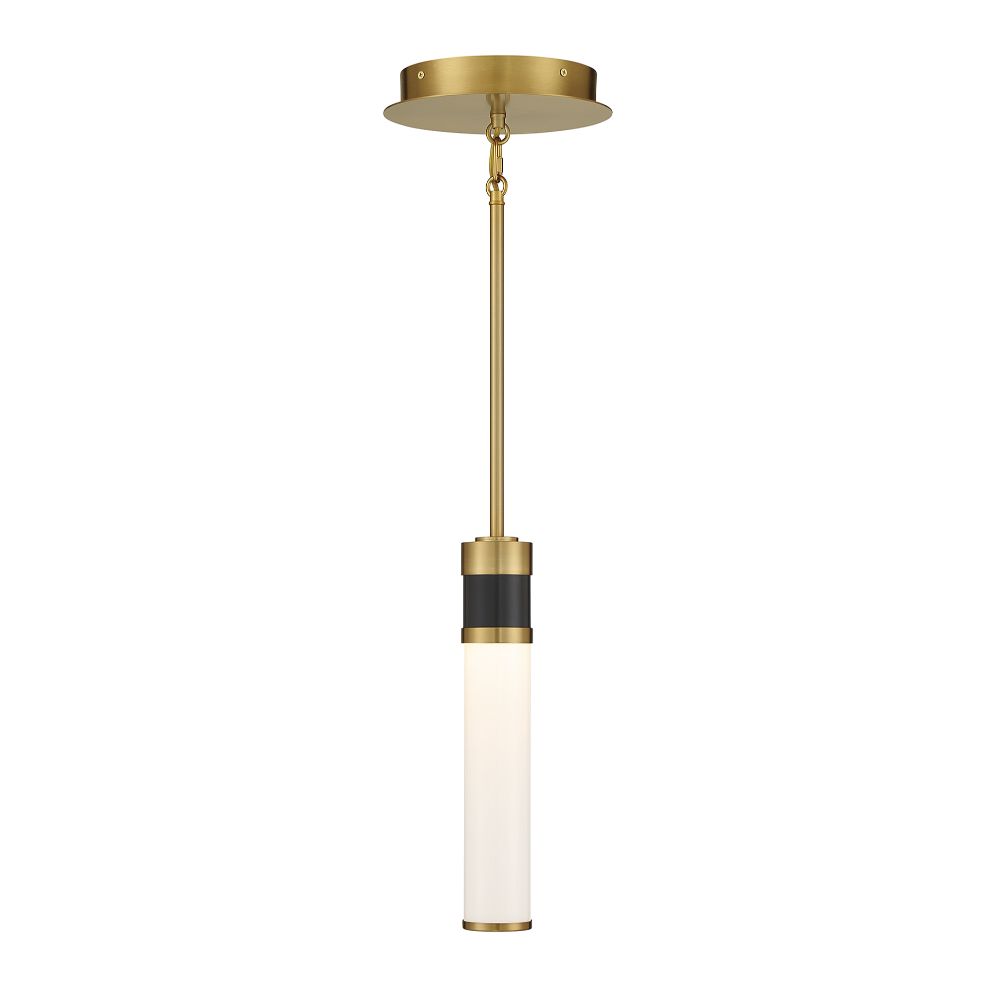Savoy House 7-1643-1-143 Abel LED Mini-Pendant in Matte Black with Warm Brass Accents
