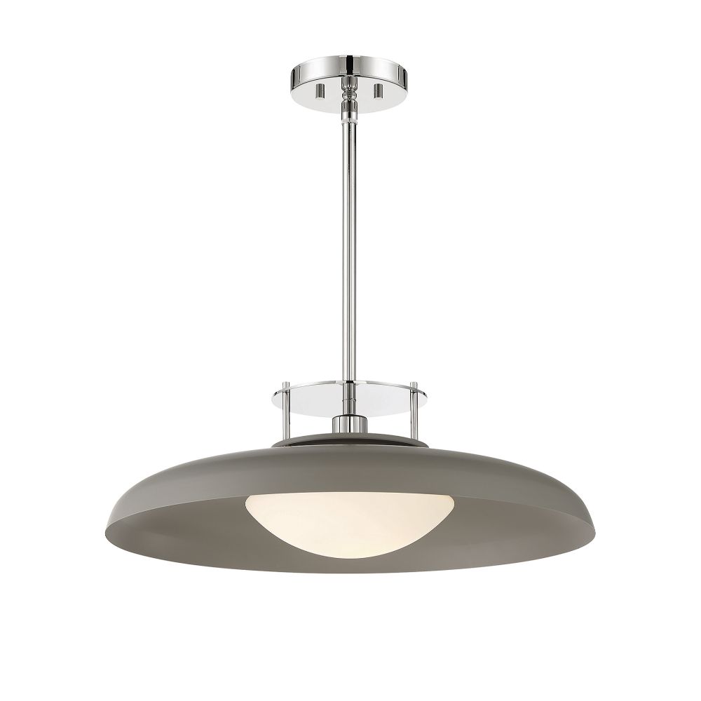 Savoy House 7-1690-1-175 Gavin 1-Light Pendant in Gray with Polished Nickel Accents