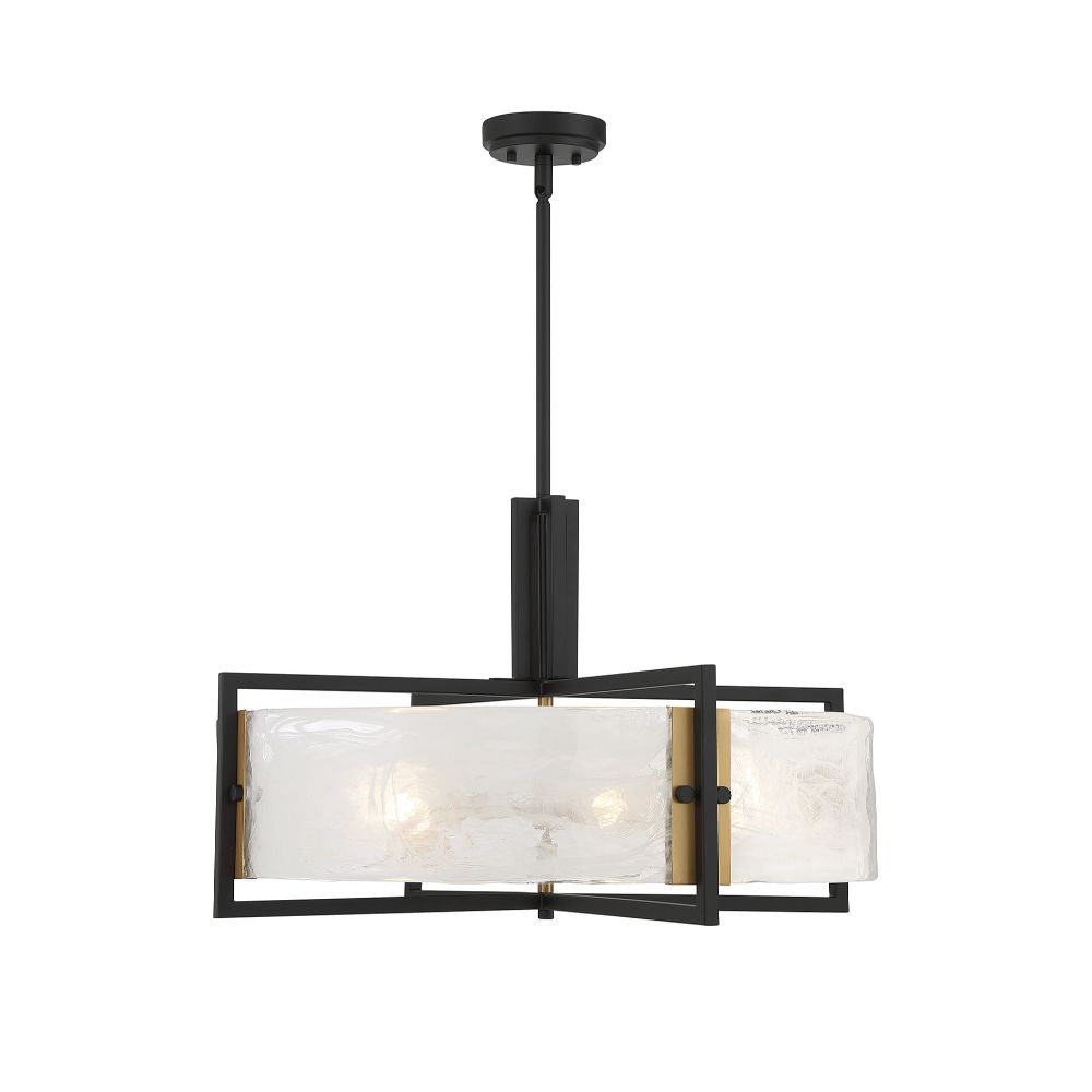 Savoy House 7-1696-5-143 Hayward 5-Light Pendant in Matte Black with Warm Brass Accents