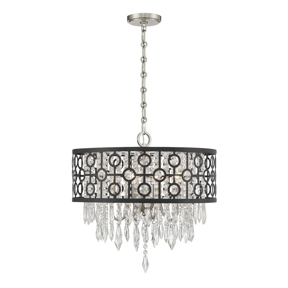 Savoy House 7-1878-4-66 Rory 4-Light Pendant in Matte Black with Satin Nickel
