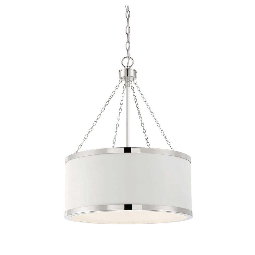 Savoy House 7-188-6-172 Delphi 6 Light White W/ Polished Nickel Acccents Pendant in Nickel Tones