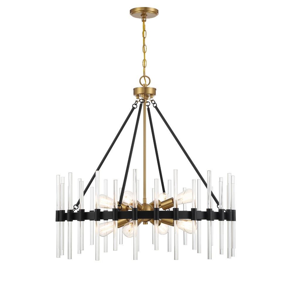 Savoy House 7-1937-8-143 Santiago 8-Light Pendant in Matte Black with Warm Brass Accents