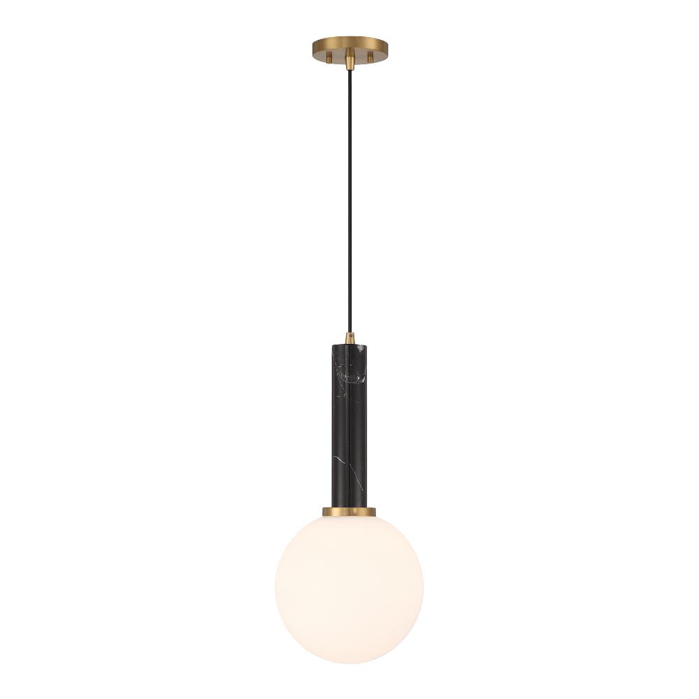 Savoy House 7-2902-1-263 Callaway 1-Light Pendant in Black Marble with Warm Brass
