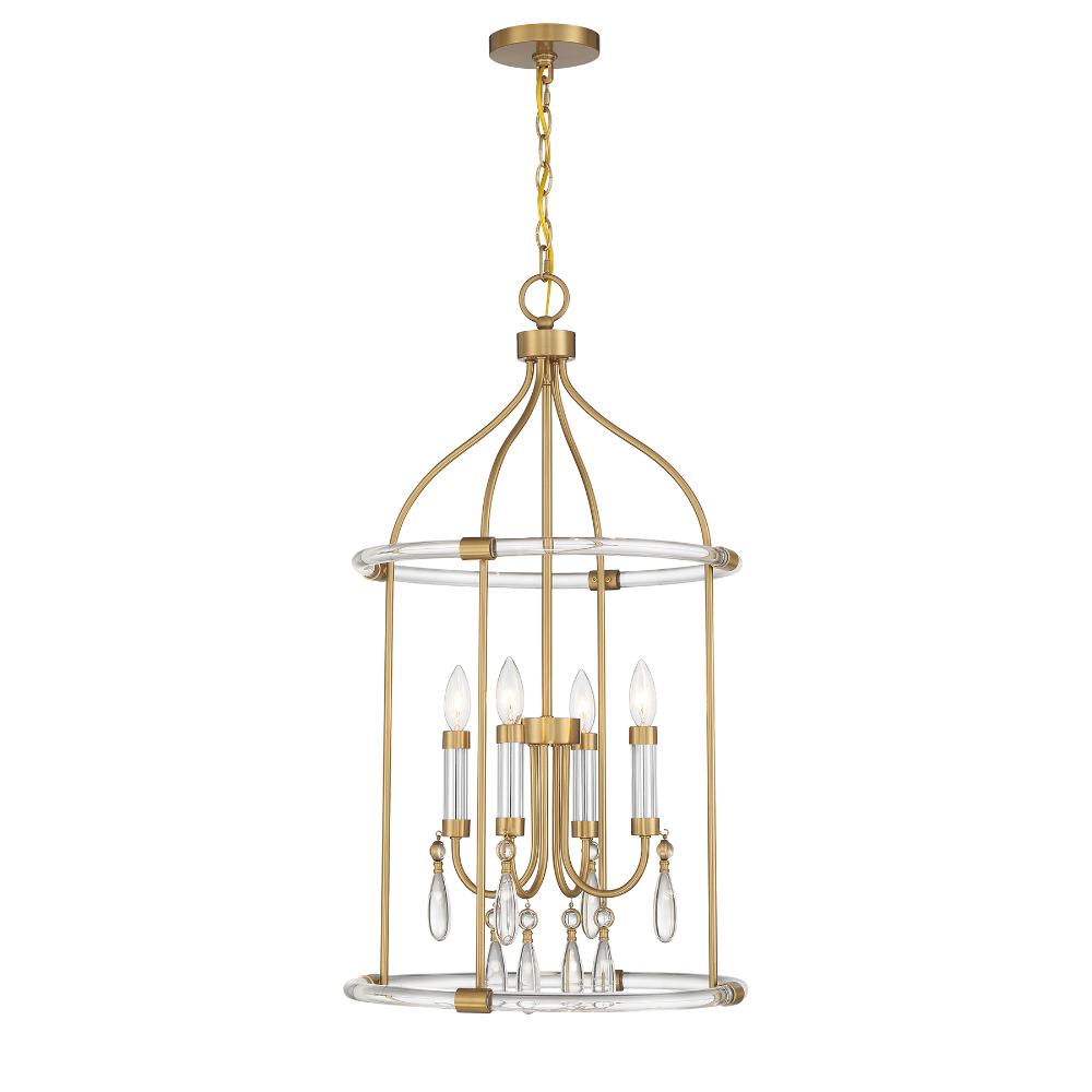 Savoy House 7-7714-4-195 Mayfair 4-Light Pendant in Warm Brass and Chrome