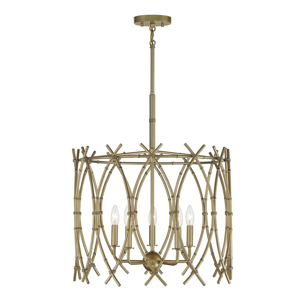 Savoy House 7-7776-5-171 Cornwall 5 Light  New Burnished Brass Pendant in Brass Tones