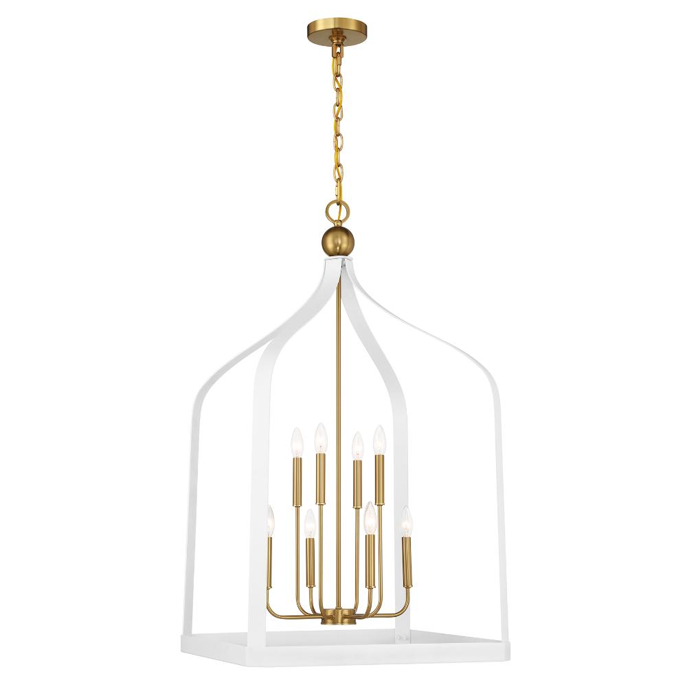 Savoy House 7-7800-8-142 Sheffield 8-Light Pendant in White with Warm Brass Accents