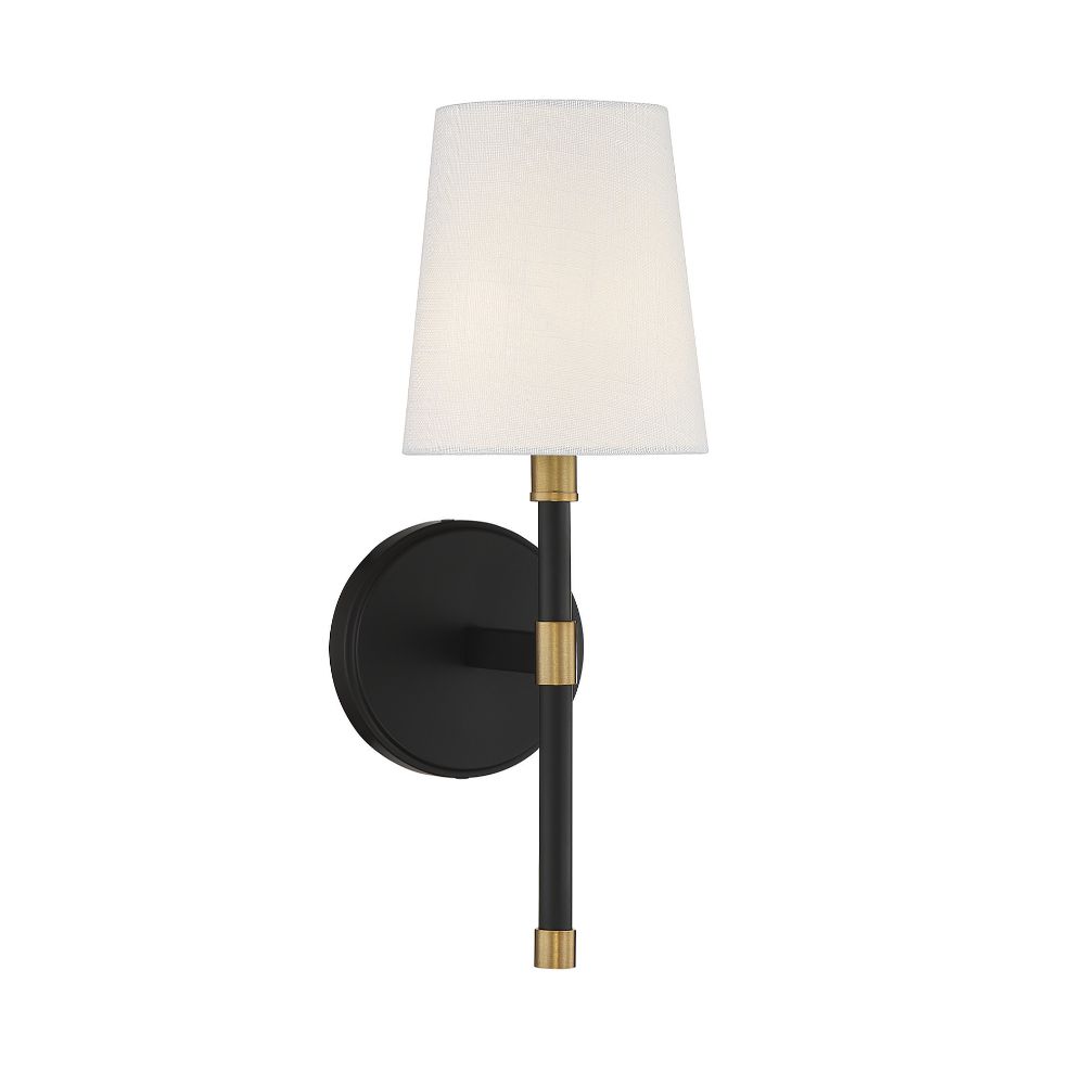 Savoy House 9-1632-1-143 Brody 1-Light Wall Sconce in Matte Black with Warm Brass Accents