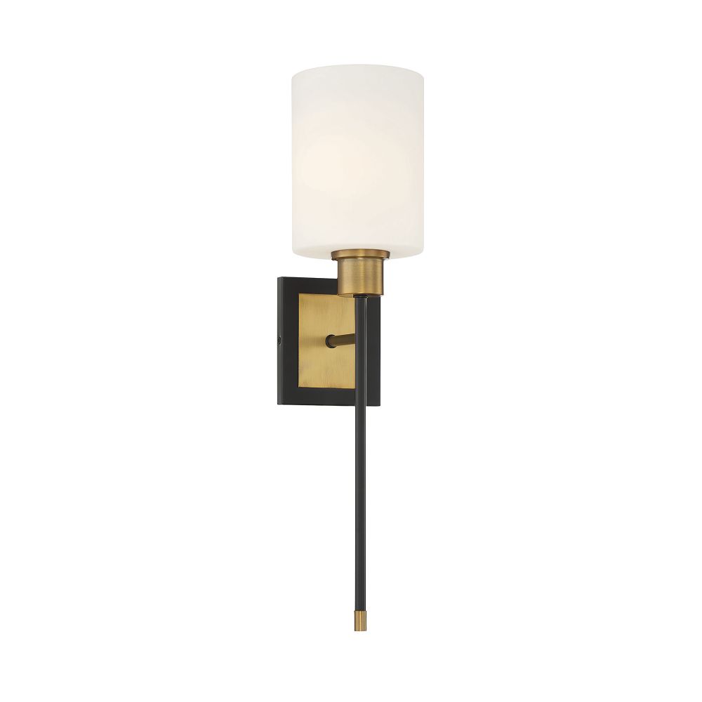 Savoy House 9-1645-1-143 Alvara 1-Light Wall Sconce in Matte Black with Warm Brass Accents