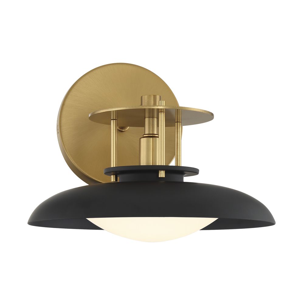 Savoy House 9-1686-1-143 Gavin 1-Light Wall Sconce in Matte Black with Warm Brass Accents