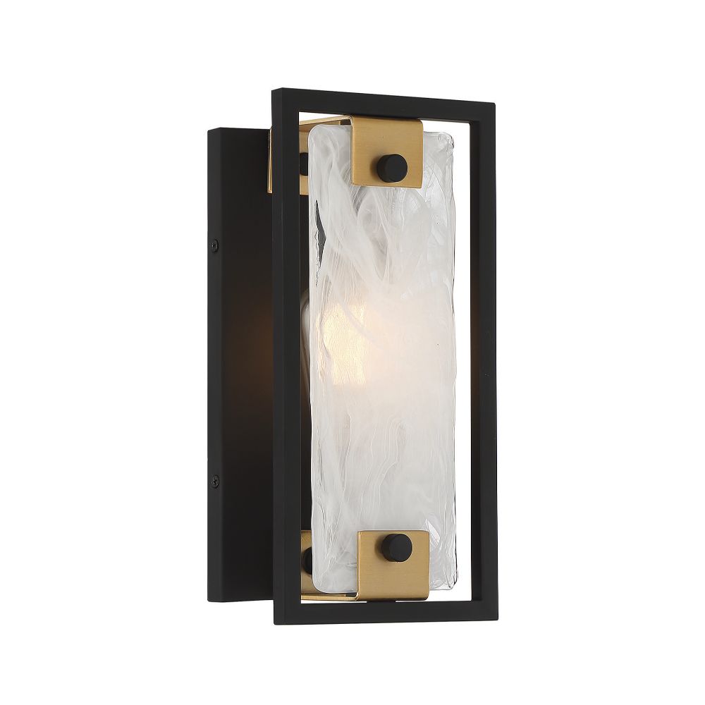 Savoy House 9-1697-1-143 Hayward 1-Light Wall Sconce in Matte Black with Warm Brass Accents