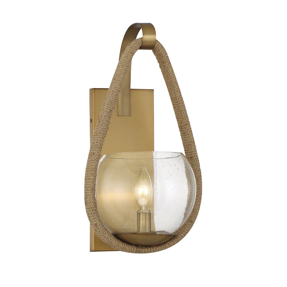 Savoy House 9-1826-1-320 Ashe 1-Light Wall Sconce in Warm Brass and Rope