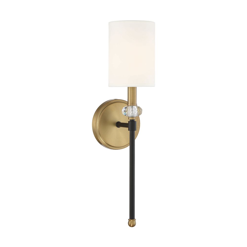 Savoy House 9-1888-1-143 Tivoli 1-Light Wall Sconce in Matte Black with Warm Brass Accents